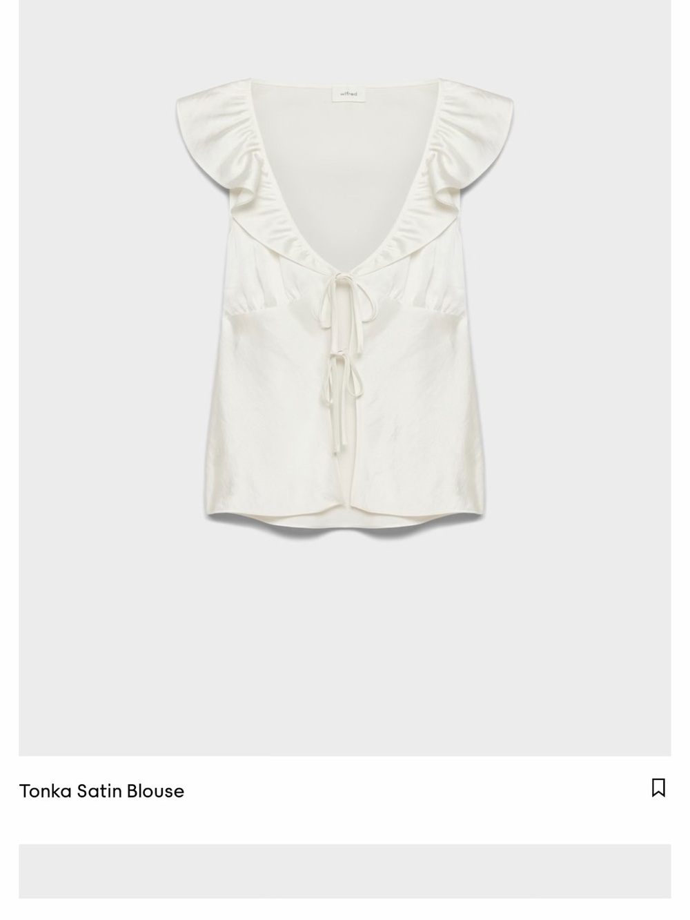 Aritzia Tonka Satin Tie-Front Blouse in Ivory